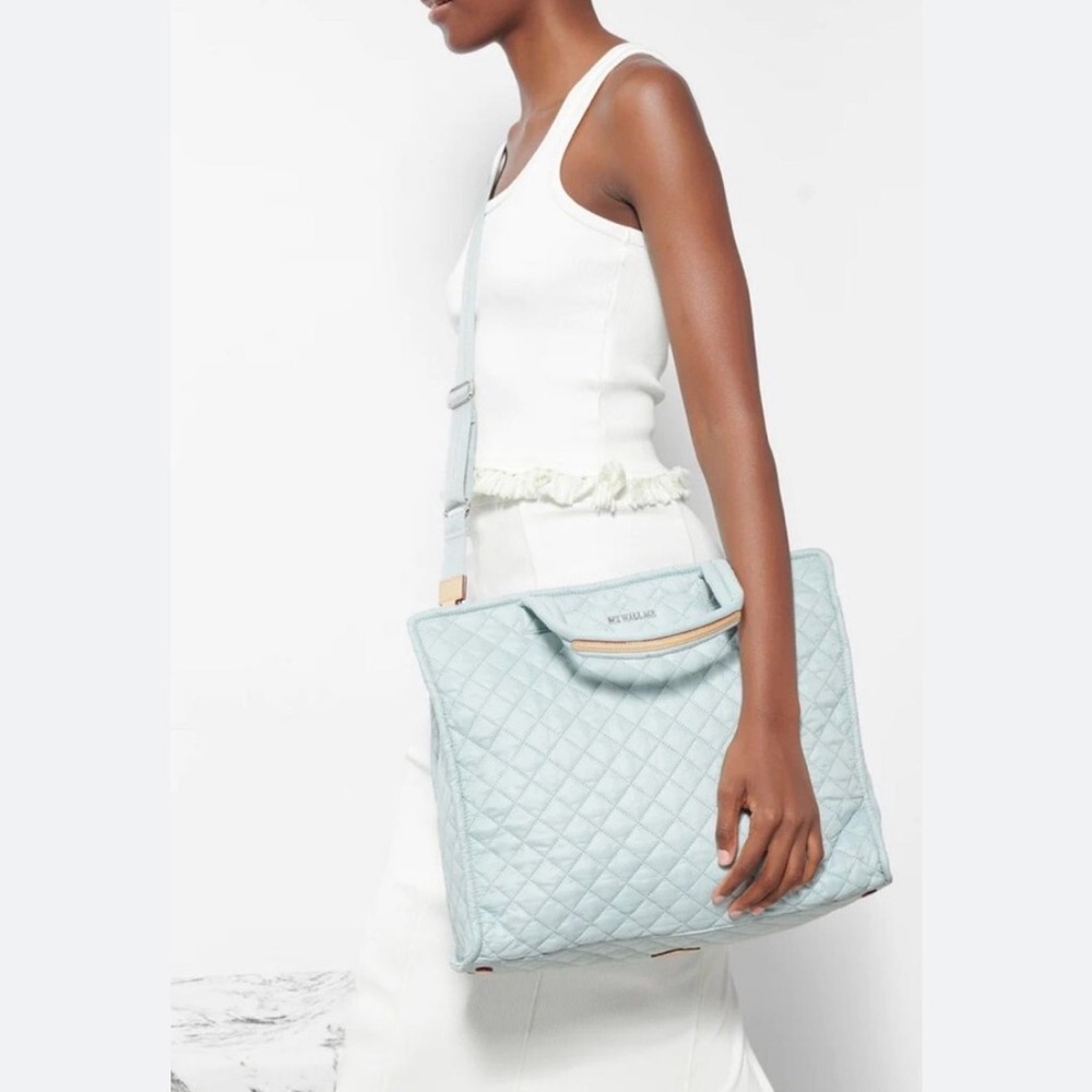 MZ Wallace Large Metro Box Tote in Silver Blue